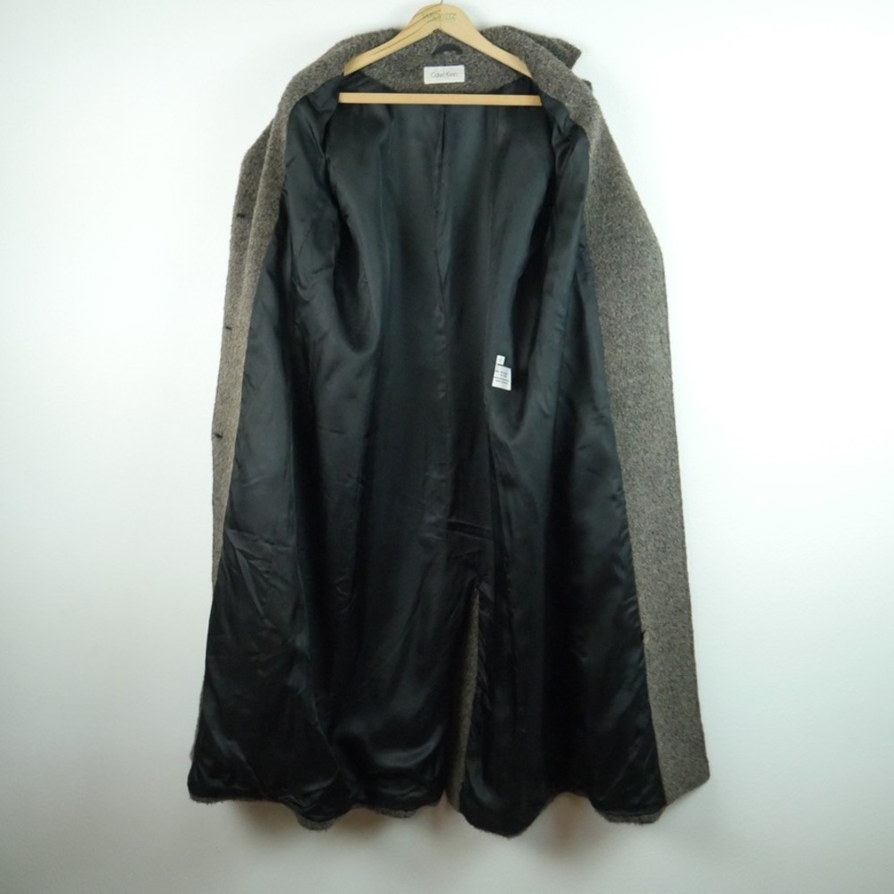 Vintage Alpaca Wool Blend Long Coat Brown Grey Overcoat 12 Quiet Luxury Minimal - Picture 16 of 16